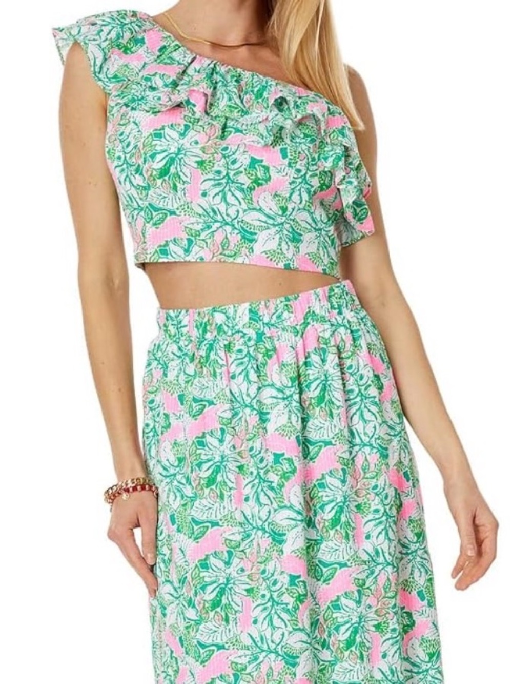 Lilly Pulitzer 2 piece set - One-Shoulder Ruffle Crop Top and Skirt
